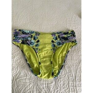 Seafolly Australia Green‎ Blue Purple Tropical Print Bikini Bottom Sz 10